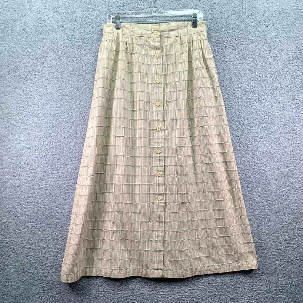 Vintage Orvis Skirt High Waist Womens Sz 6 Flannel Plaid Long Button Front Golf